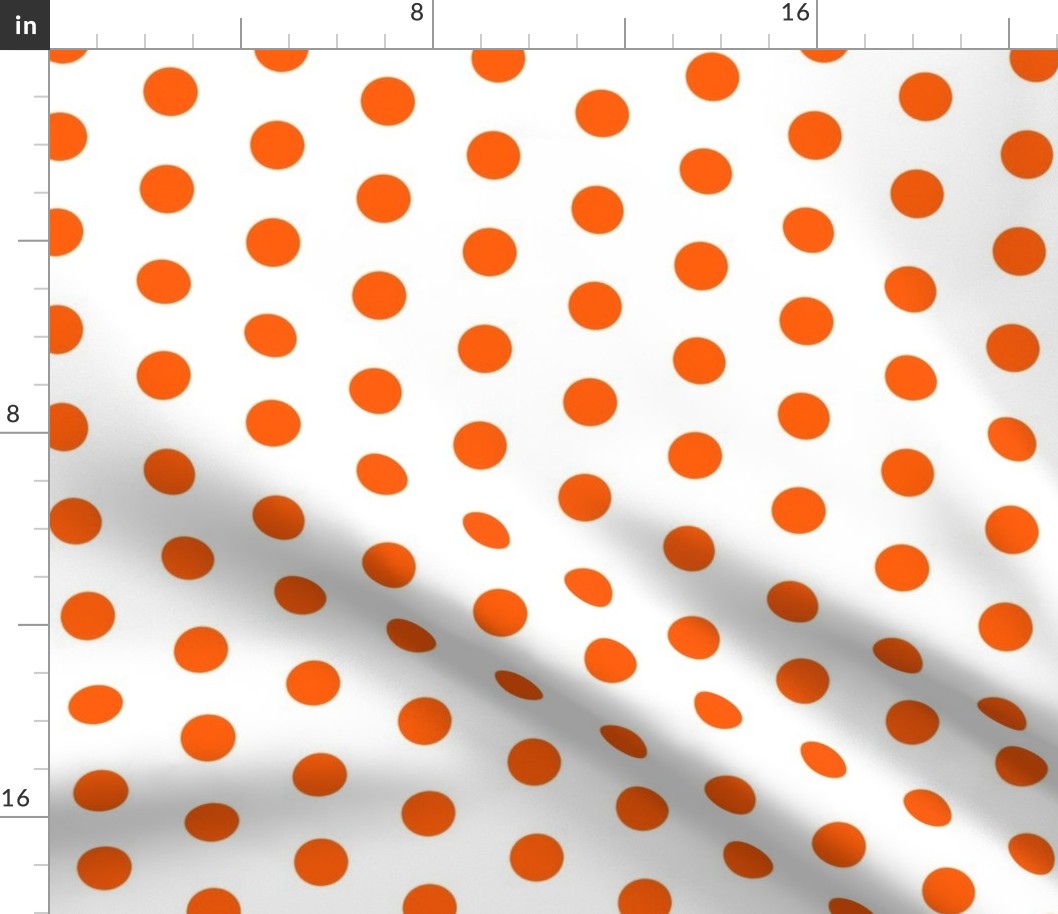 Polka Dots - 1 inch (2.54cm) - Orange (#FF5F00) on White (FFFFF)