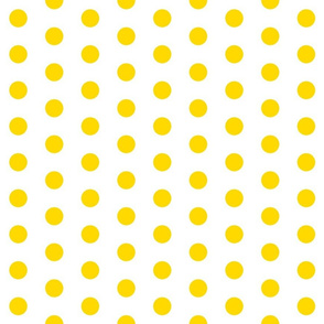 Polka Dots - 1 inch (2.54cm) - Yellow (#FFD900) on White (FFFFF)