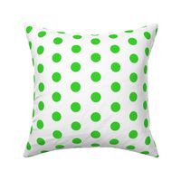 Polka Dots - 1 inch (2.54cm) - Pale Green (#3AD42D) on White (FFFFF)