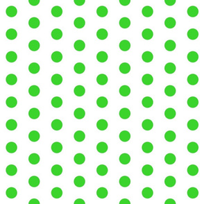 Polka Dots - 1 inch (2.54cm) - Pale Green (#3AD42D) on White (FFFFF)