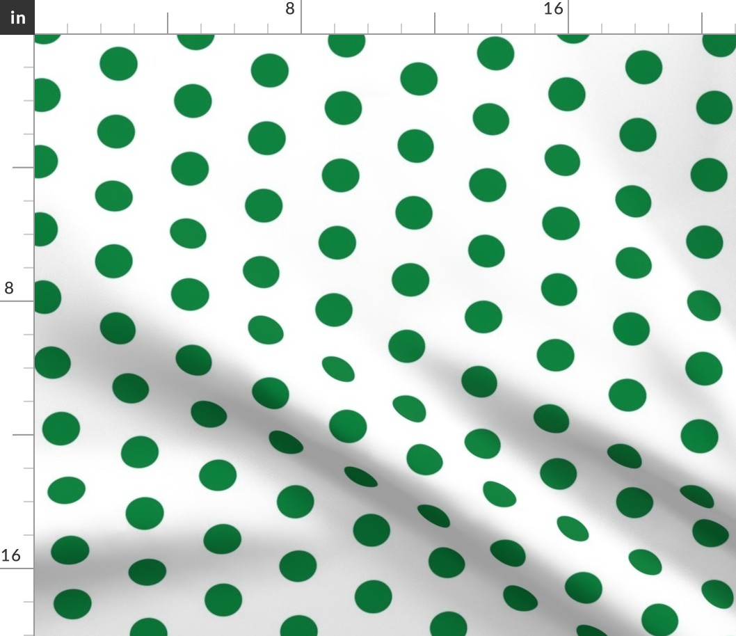 Polka Dots - 1 inch (2.54cm) - Light Green (#00813C) on White (FFFFF)