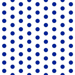  Polka Dots - Dots 1 inch (2.54 cm) - Spacing 2 inch (5.08cm) - Blue (#002398) on White (#FFFFFF)