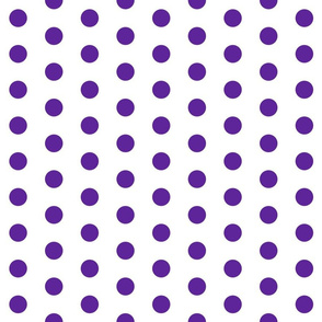 Polka Dots - 1 inch (2.54cm) - Purple (#5E259B) on White (FFFFF)