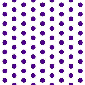 Polka Dots - 1 inch (2.54cm) - Dark Purple (#4D008A) on White (FFFFF)