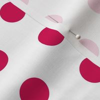 Polka Dots - 1 inch (2.54cm) - Dark Pink (#D30053) on White (FFFFF)