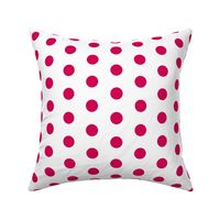 Polka Dots - 1 inch (2.54cm) - Dark Pink (#D30053) on White (FFFFF)