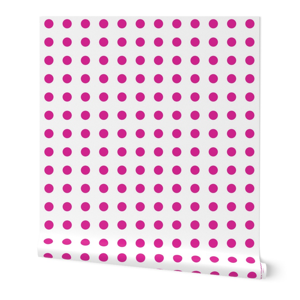 Polka Dots - 1 inch (2.54cm) - Pink (#DD2695) on White (FFFFF)