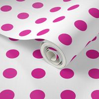 Polka Dots - 1 inch (2.54cm) - Pink (#DD2695) on White (FFFFF)