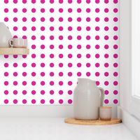 Polka Dots - 1 inch (2.54cm) - Pink (#DD2695) on White (FFFFF)