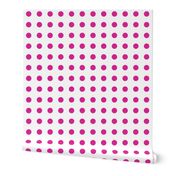 Polka Dots - 1 inch (2.54cm) - Pink (#DD2695) on White (FFFFF)