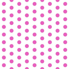 Polka Dots - 1 inch (2.54cm) - Light Pink (#E95FBE) on White (FFFFF)