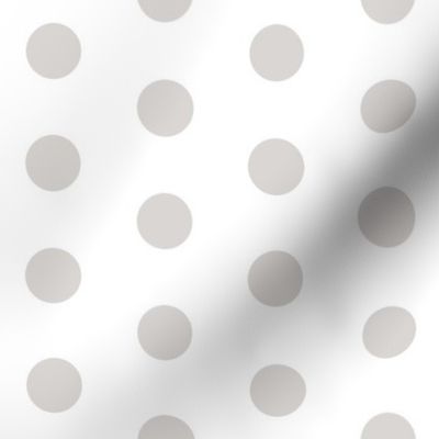 Polka Dots - 1 inch (2.54cm) - Pale Grey (#D9D6D4) on White (FFFFF)