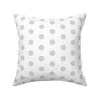 Polka Dots - 1 inch (2.54cm) - Pale Grey (#D9D6D4) on White (FFFFF)