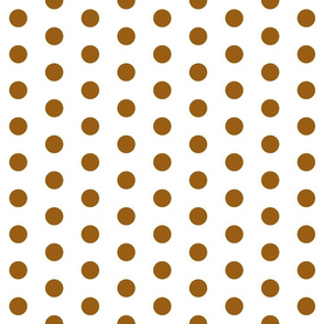 Polka Dots - 1 inch (2.54cm) - Brown (#995E13) on White (FFFFF)