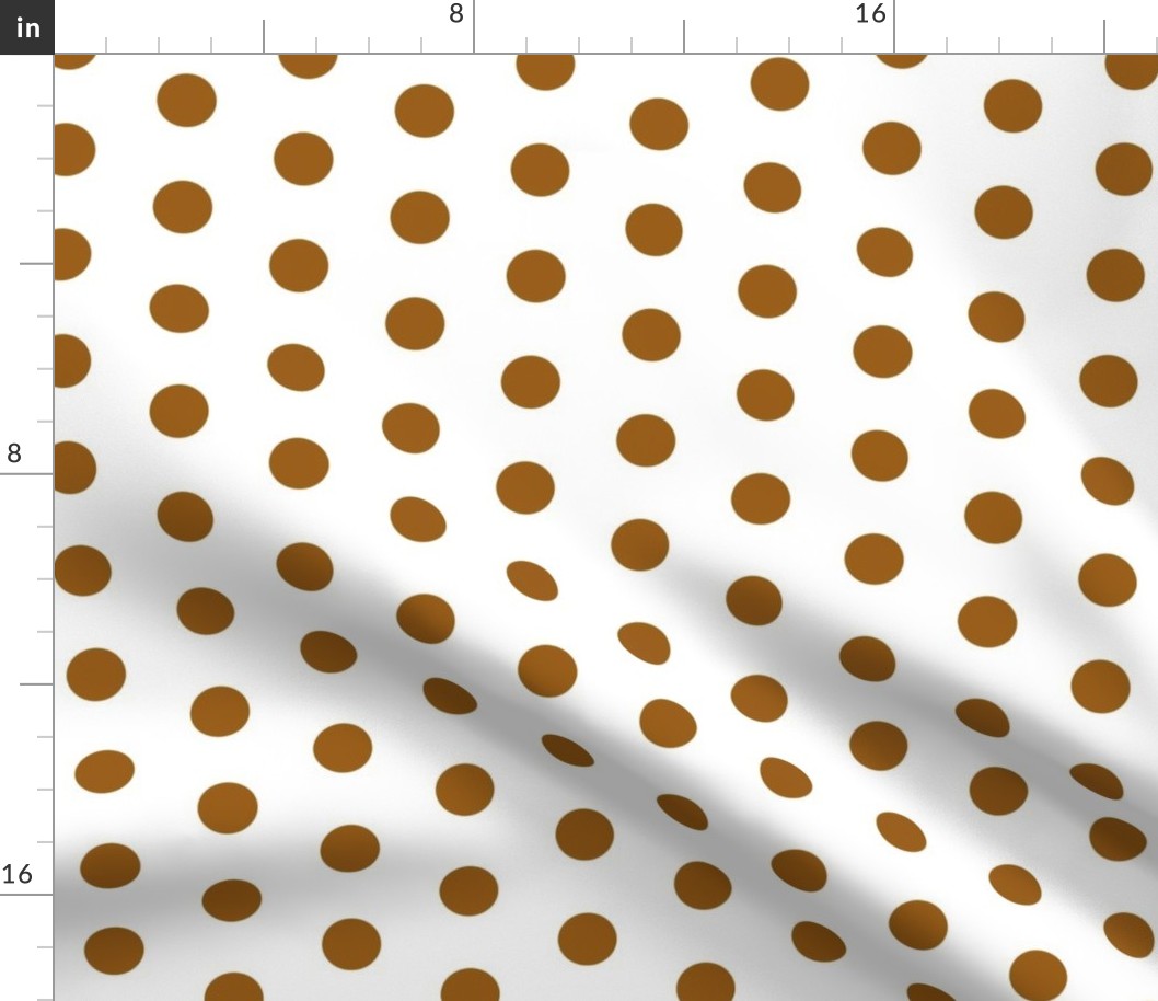 Polka Dots - 1 inch (2.54cm) - Brown (#995E13) on White (FFFFF)