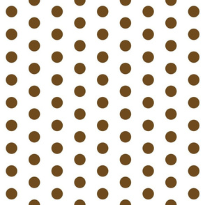 Polka Dots - 1 inch (2.54cm) - Brown (#6E4A1C) on White (FFFFF)