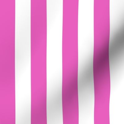 Stripes - Vertical - 1 inch (2.54cm) - Light Pink (#E95FBE) & White (#FFFFFF)