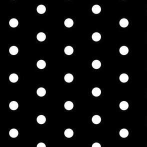 Polk Dots - 0.5 inch (1.27 cm) - White on Black