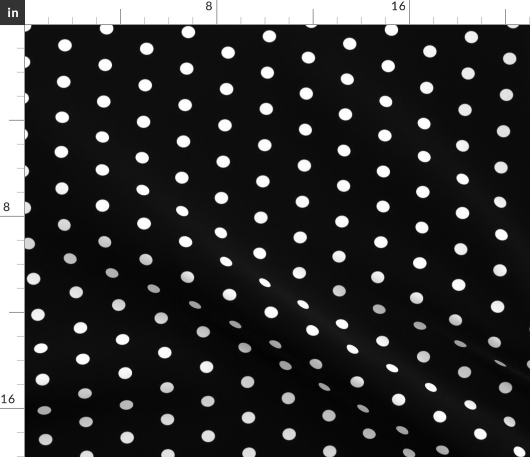 Polk Dots - 0.5 inch (1.27 cm) - White on Black