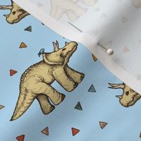 Triceratops and Triangles on blue, small