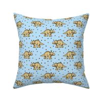 Triceratops and Triangles on blue, small