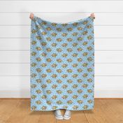Triceratops and Triangles on blue, large