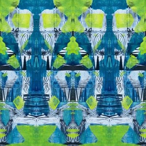 "Blue Green & Chartreuse Zen Pattern"