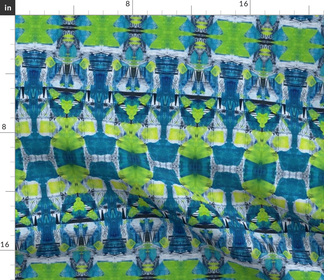 "Blue Green & Chartreuse Zen Pattern"