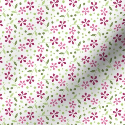 Crayon Flowers Hex Pink Green