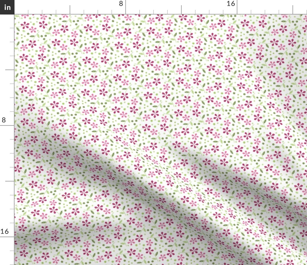 Crayon Flowers Hex Pink Green