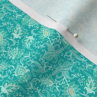 Turquoise  - teal Paisley pattern 