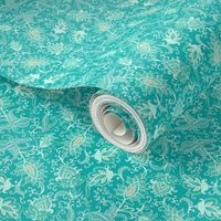 Turquoise  - teal Paisley pattern 