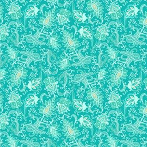 Turquoise  - teal Paisley pattern 