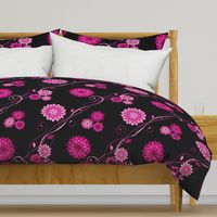 Japanese Dahlia Flower Garden ~ Black Pink