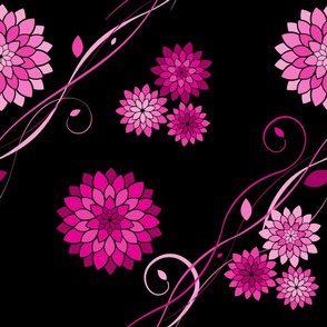 Japanese Dahlia Flower Garden ~ Black Pink