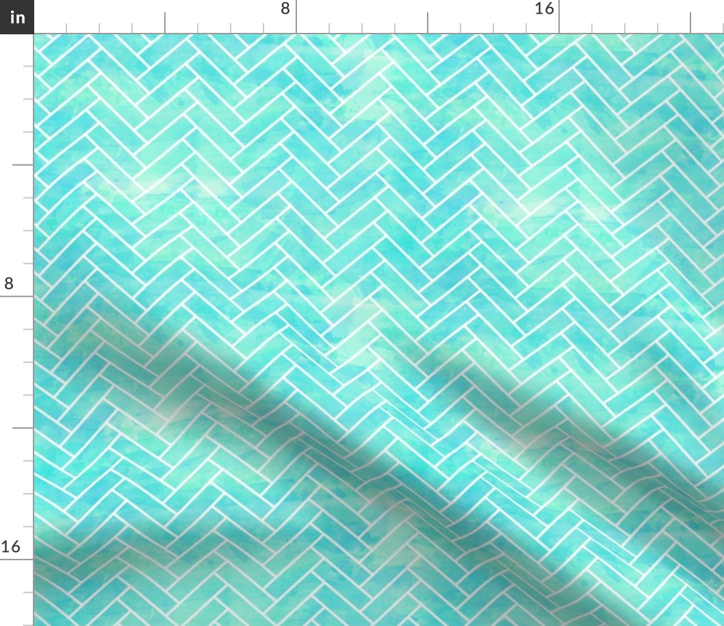 Seamless Watercolor Herringbone Tile aqua