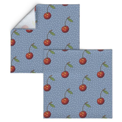 Cherry on Dalton Blue Polka Dots