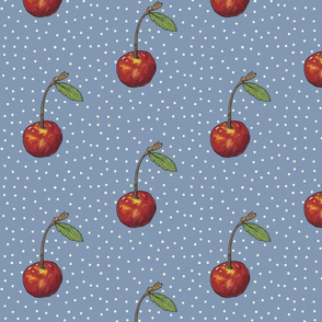 Cherry on Dalton Blue Polka Dots