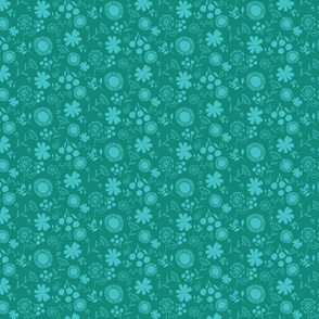 Hattie's Garden Teal Tone-On-Tone 