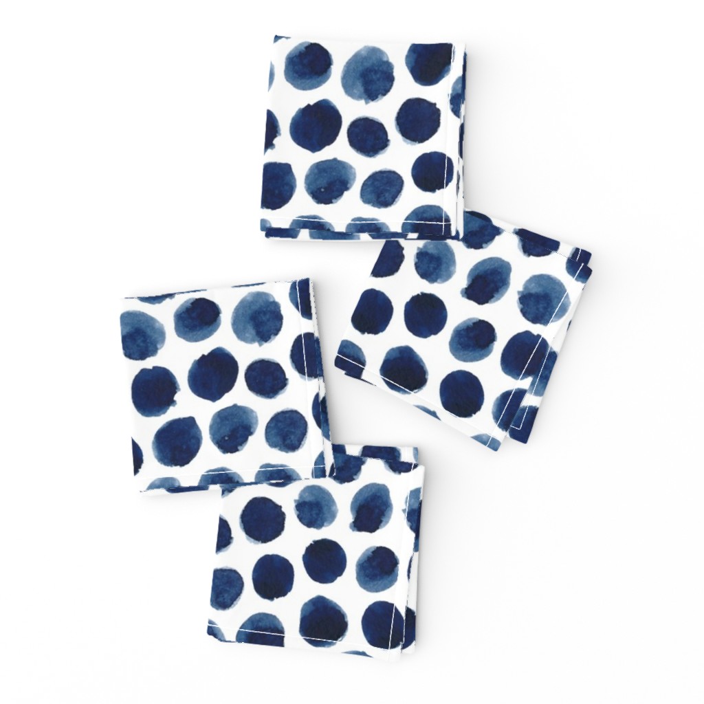 Watercolor Polka Dot in Indigo