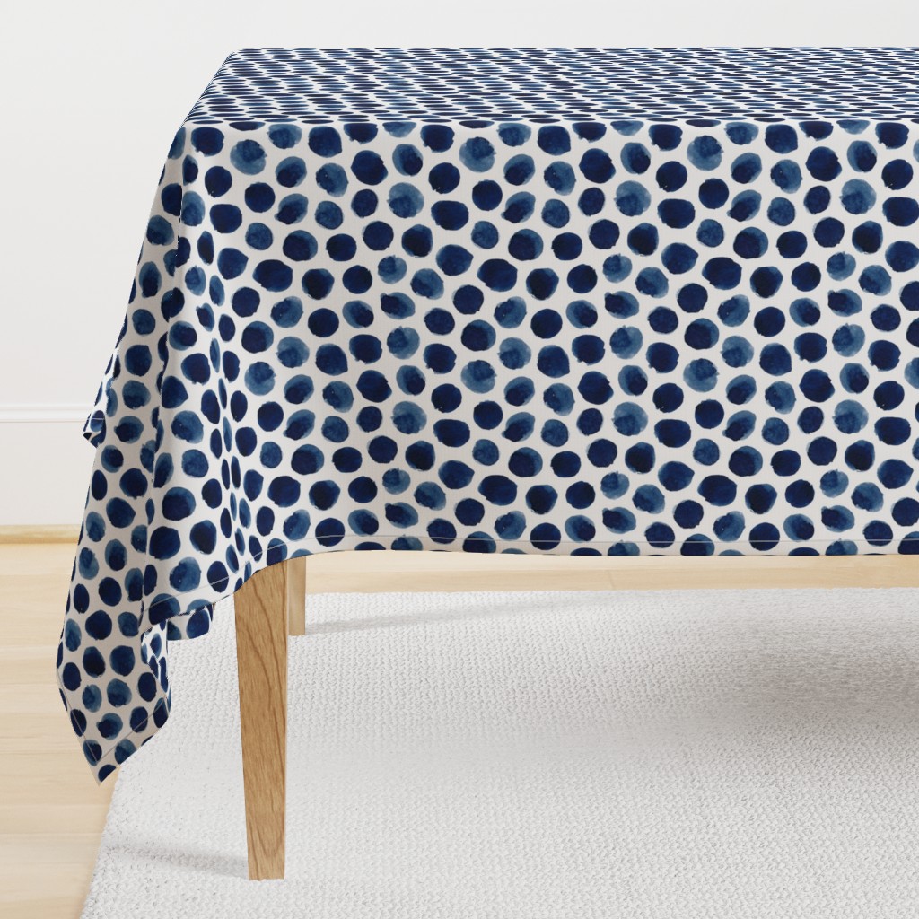 Watercolor Polka Dot in Indigo