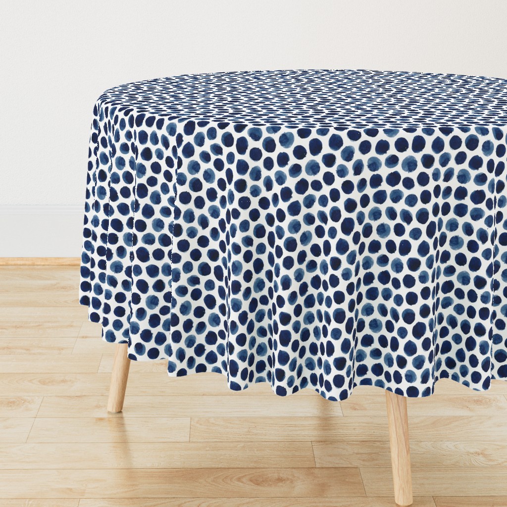 Watercolor Polka Dot in Indigo