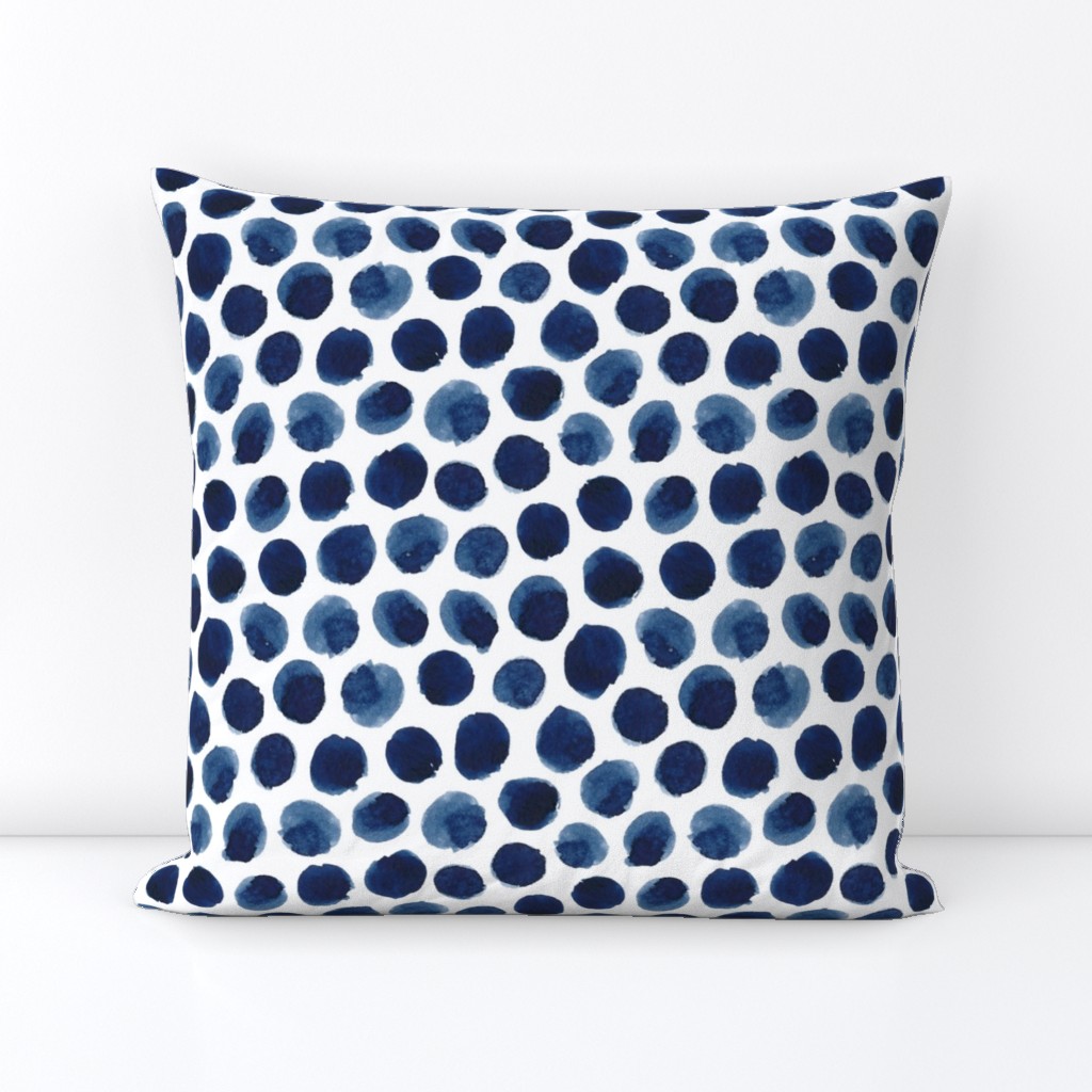 Watercolor Polka Dot in Indigo