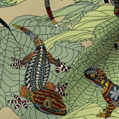 Luverly_ d_painted_lizards_on_painted_leaves
