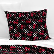Dots with Cherry Skulls Black White Red