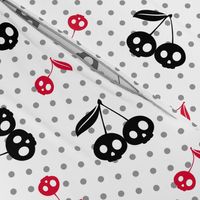 Dots with Cherry Skulls White Red Black
