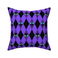 Evil But Cute Argyle Violet Green Turquoise