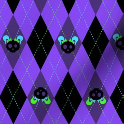 Evil But Cute Argyle Violet Green Turquoise