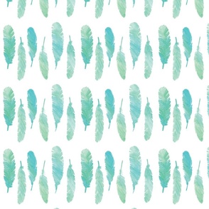 Watercolor Feathers in Turquoise