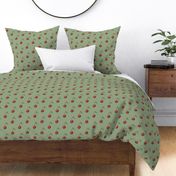 Cherry on Sage Polka Dots